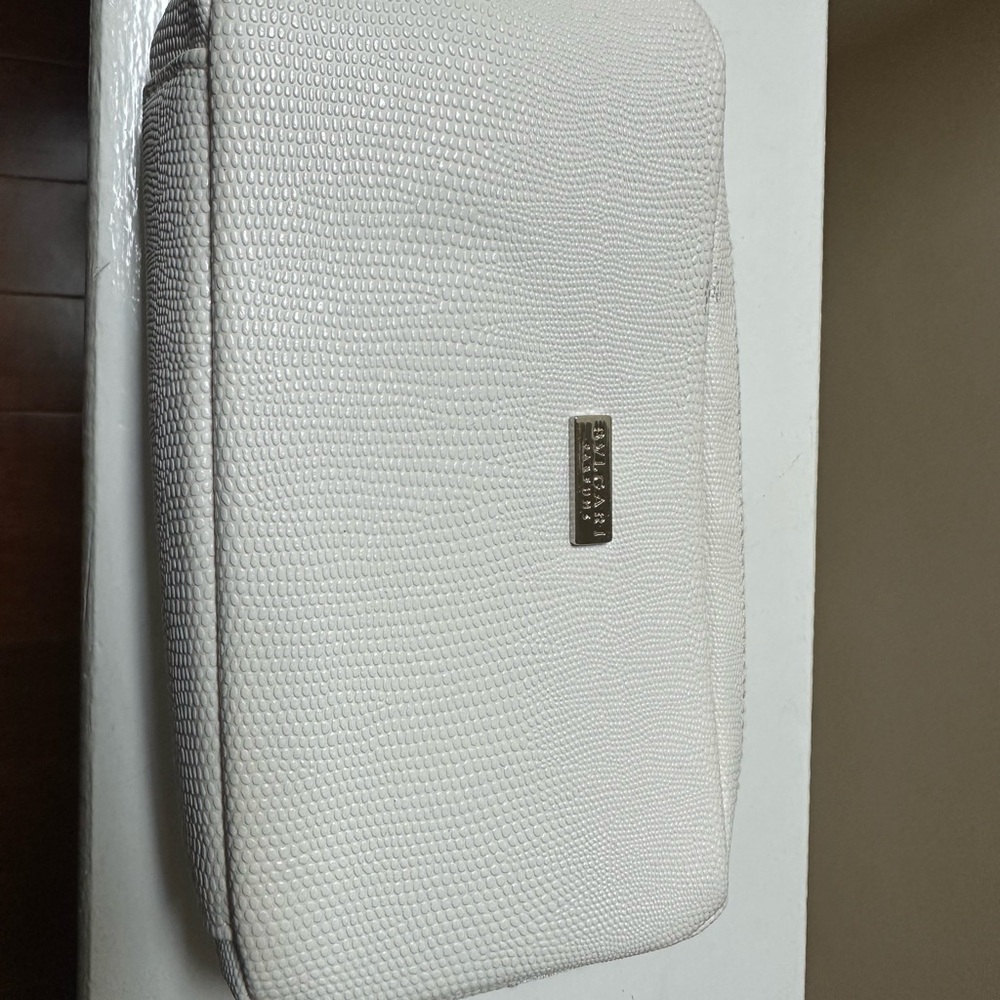 Bvlgari Women's White Textured Cosmetic Bag